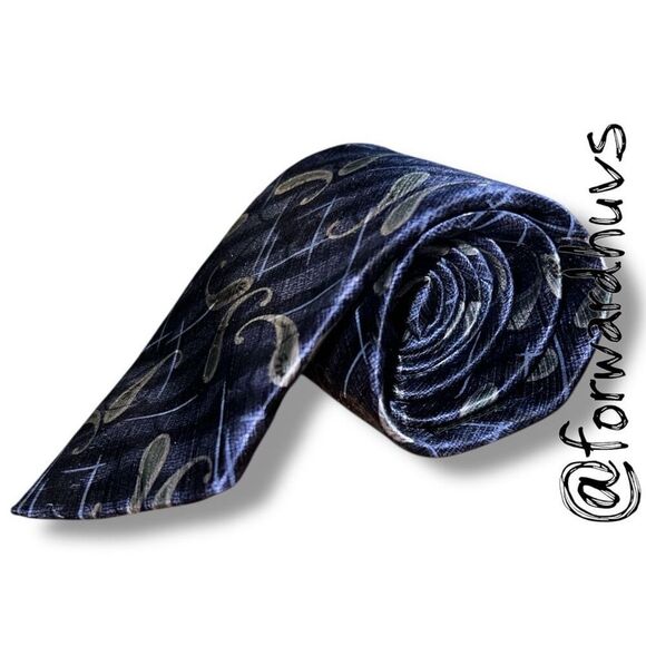 Nicole Miller Silk Necktie – Elegant Blue with Green Accents - Picture 6 of 8